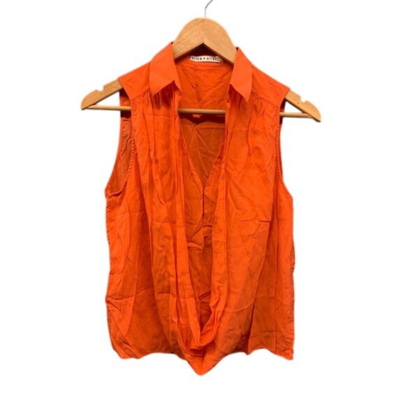Alice + Olivia Women’s S Orange Silk‎ Blend Sleeveless Blouse Tank Top Elegant - Picture 2 of 10
